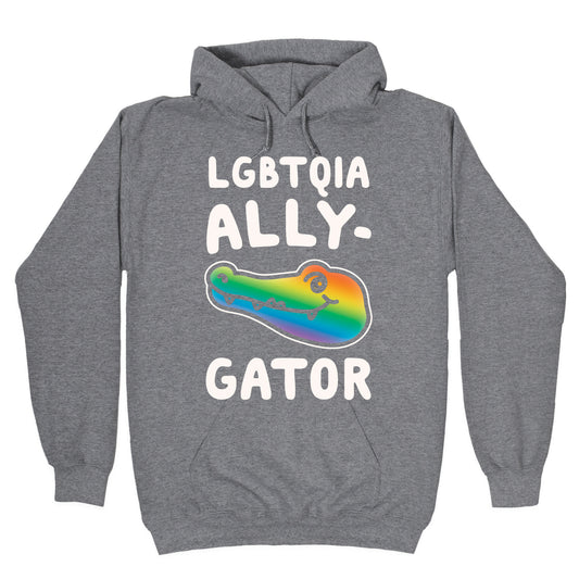 LGBTQIA Ally-Gator White Print Hoodie