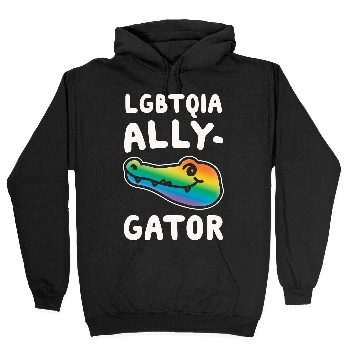 LGBTQIA Ally-Gator White Print Hoodie