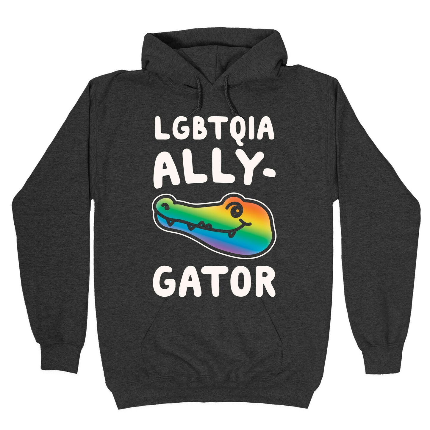 LGBTQIA Ally-Gator White Print Hoodie