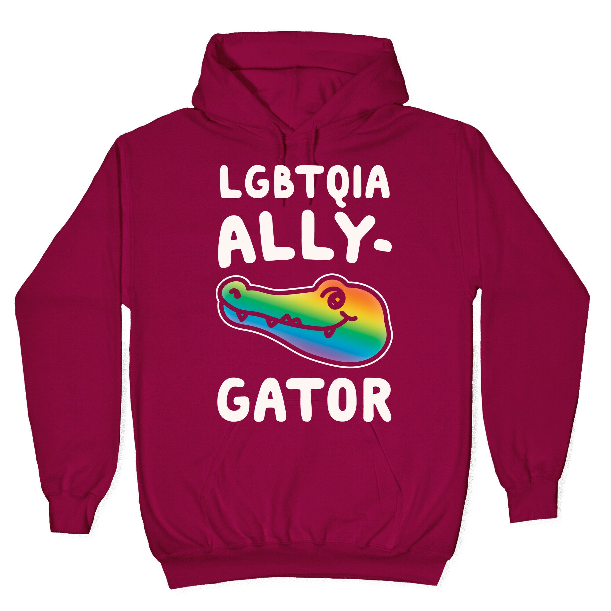 LGBTQIA Ally-Gator White Print Hoodie