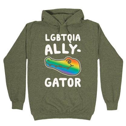 LGBTQIA Ally-Gator White Print Hoodie