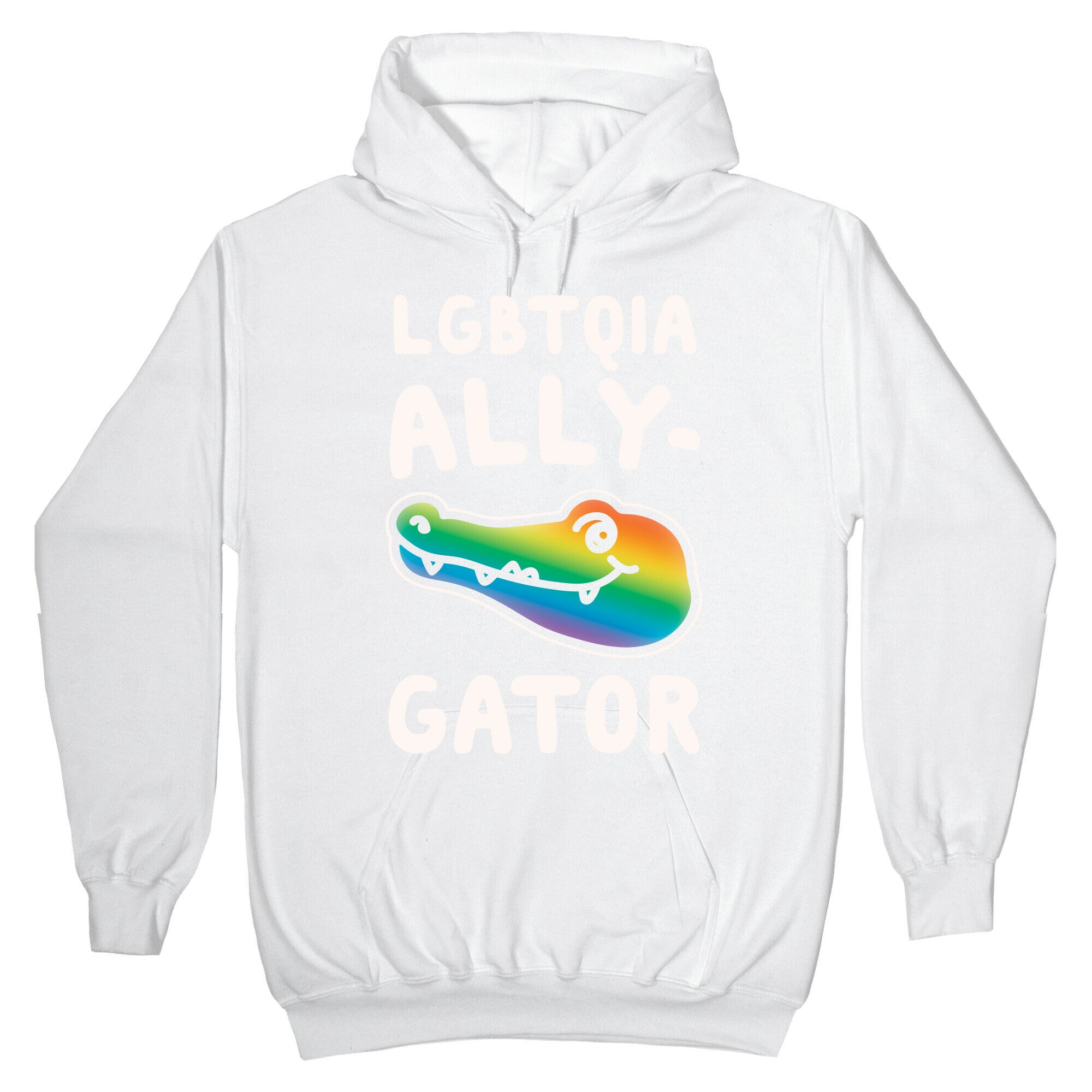 LGBTQIA Ally-Gator White Print Hoodie