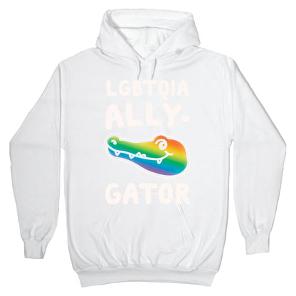 LGBTQIA Ally-Gator White Print Hoodie