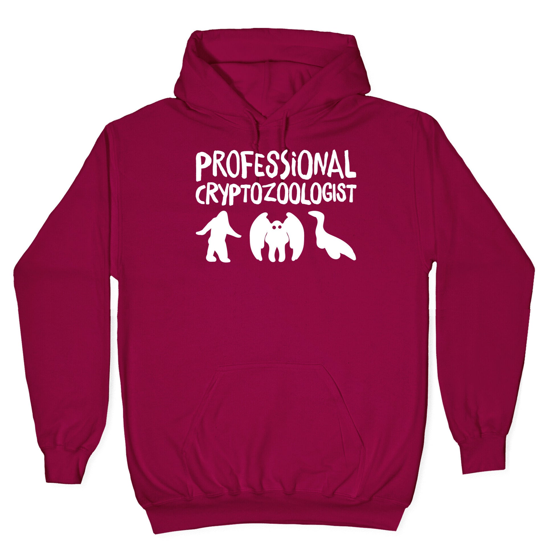 Professional Cryptozoologist White Print Hoodie