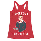 I Workout For Justice RBG Parody White Print Racerback Tank