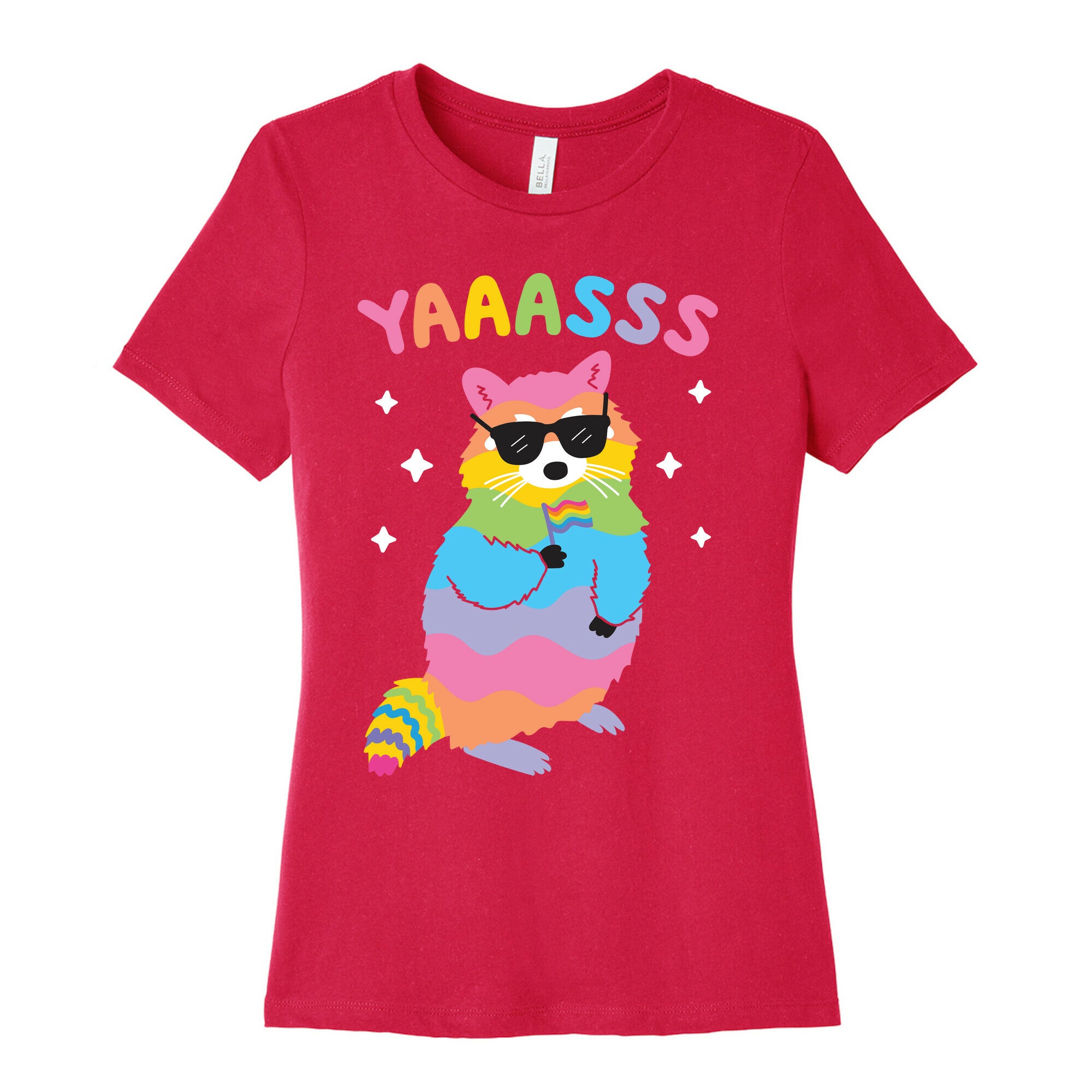 Yas Rainbow Raccoon Women's Cotton Tee