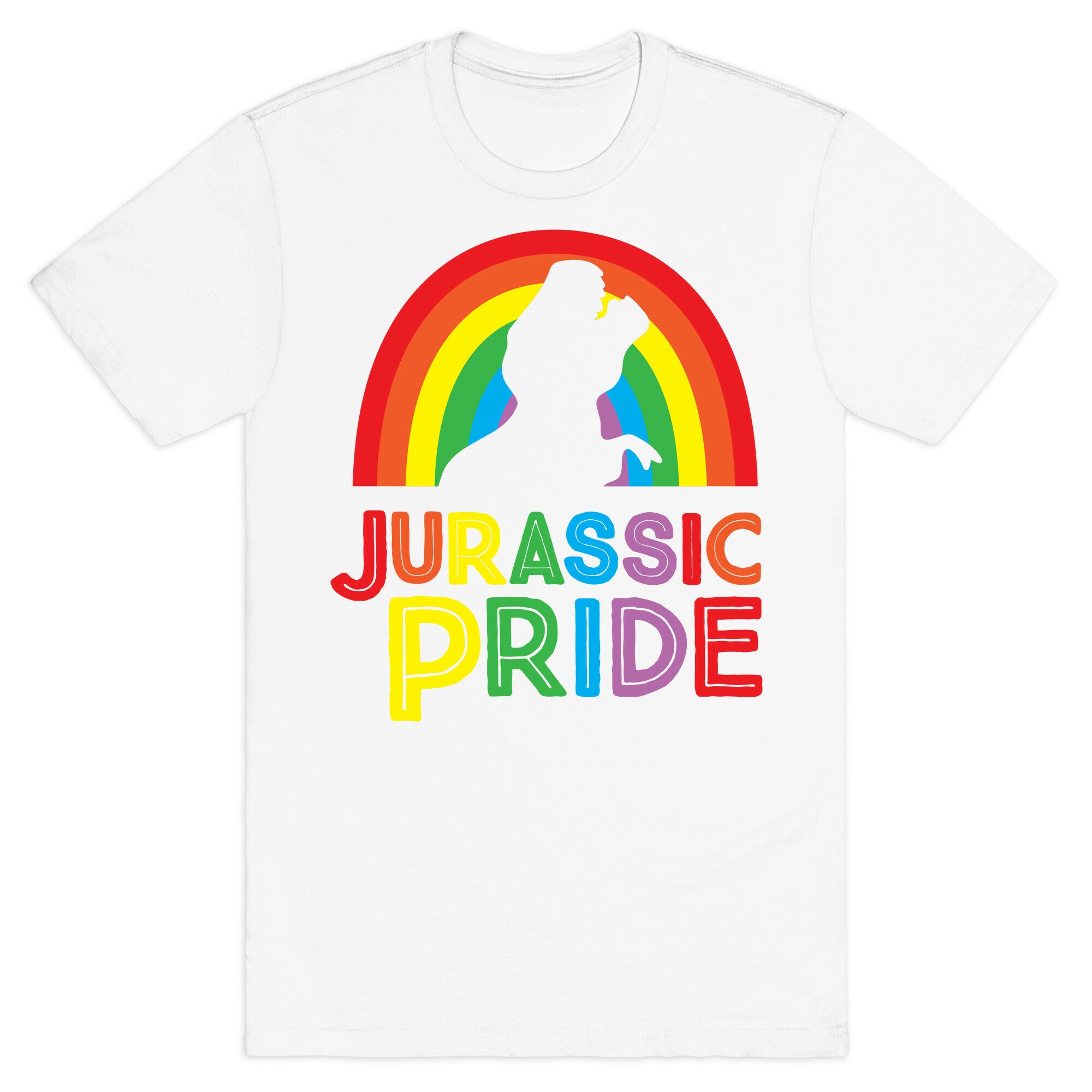 Jurassic Pride Parody White Print  T-Shirt