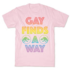 Gay Finds A Way Jurassic Park Parody T-Shirt