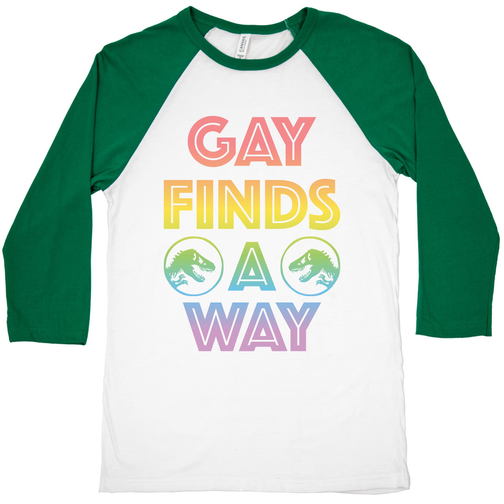 Gay Finds A Way Jurassic Park Parody Baseball Tee