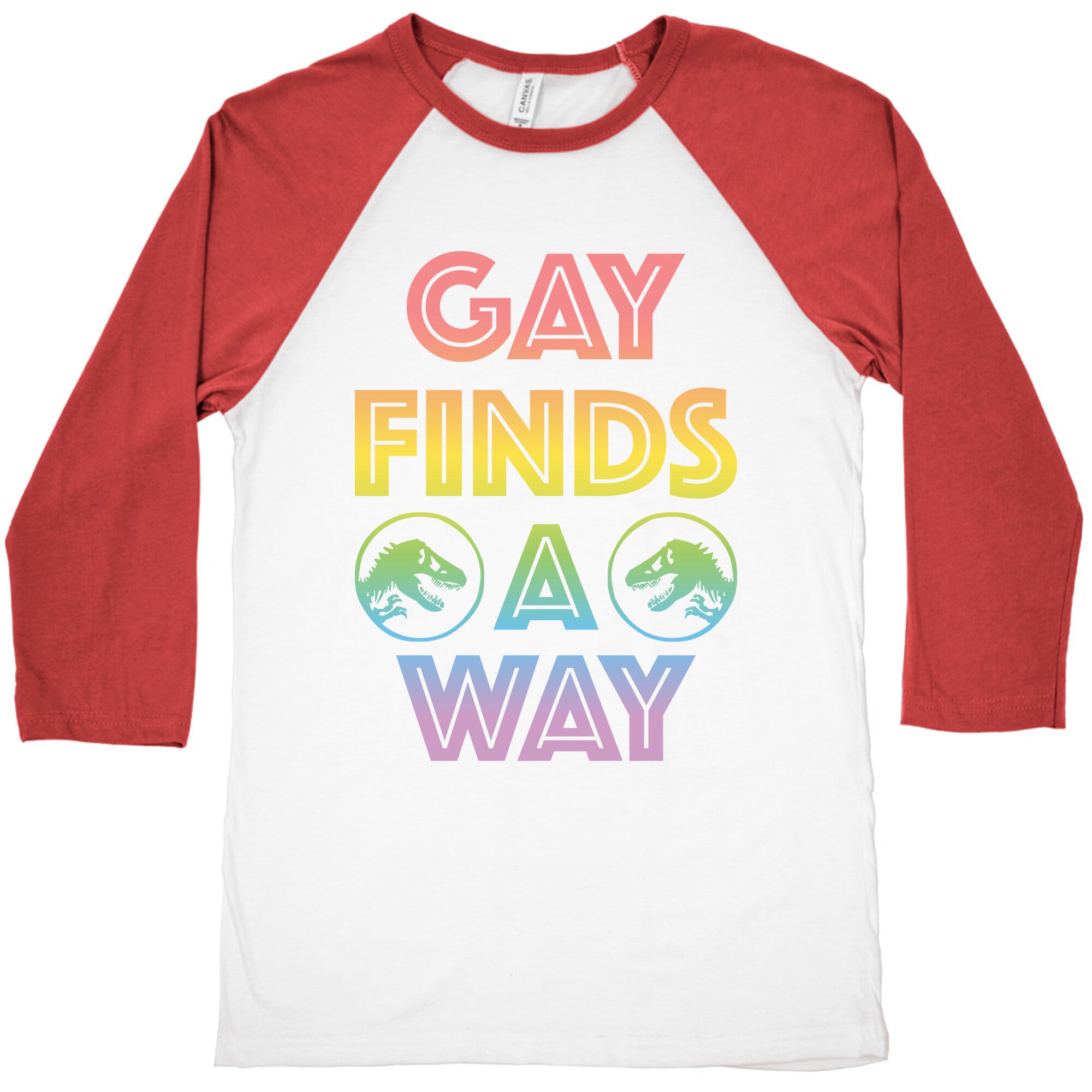 Gay Finds A Way Jurassic Park Parody Baseball Tee