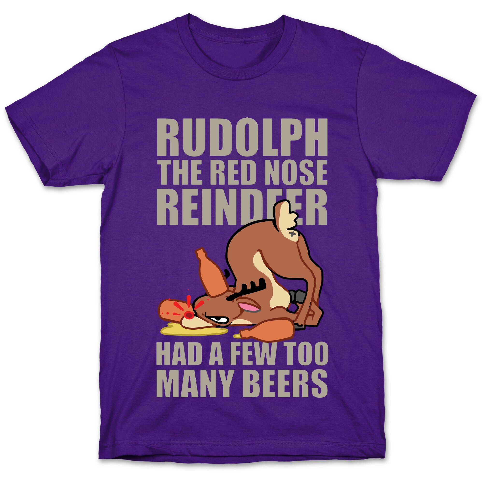 Rudolph The Red Nose Reindeer Had A Few Too Many Beers T-Shirt