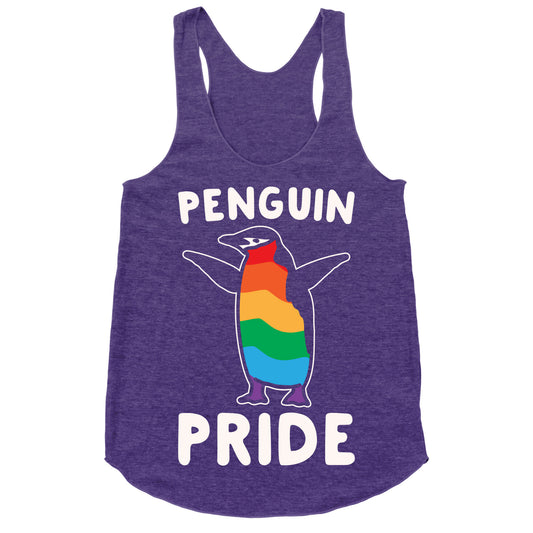 Penguin Pride White Print Racerback Tank