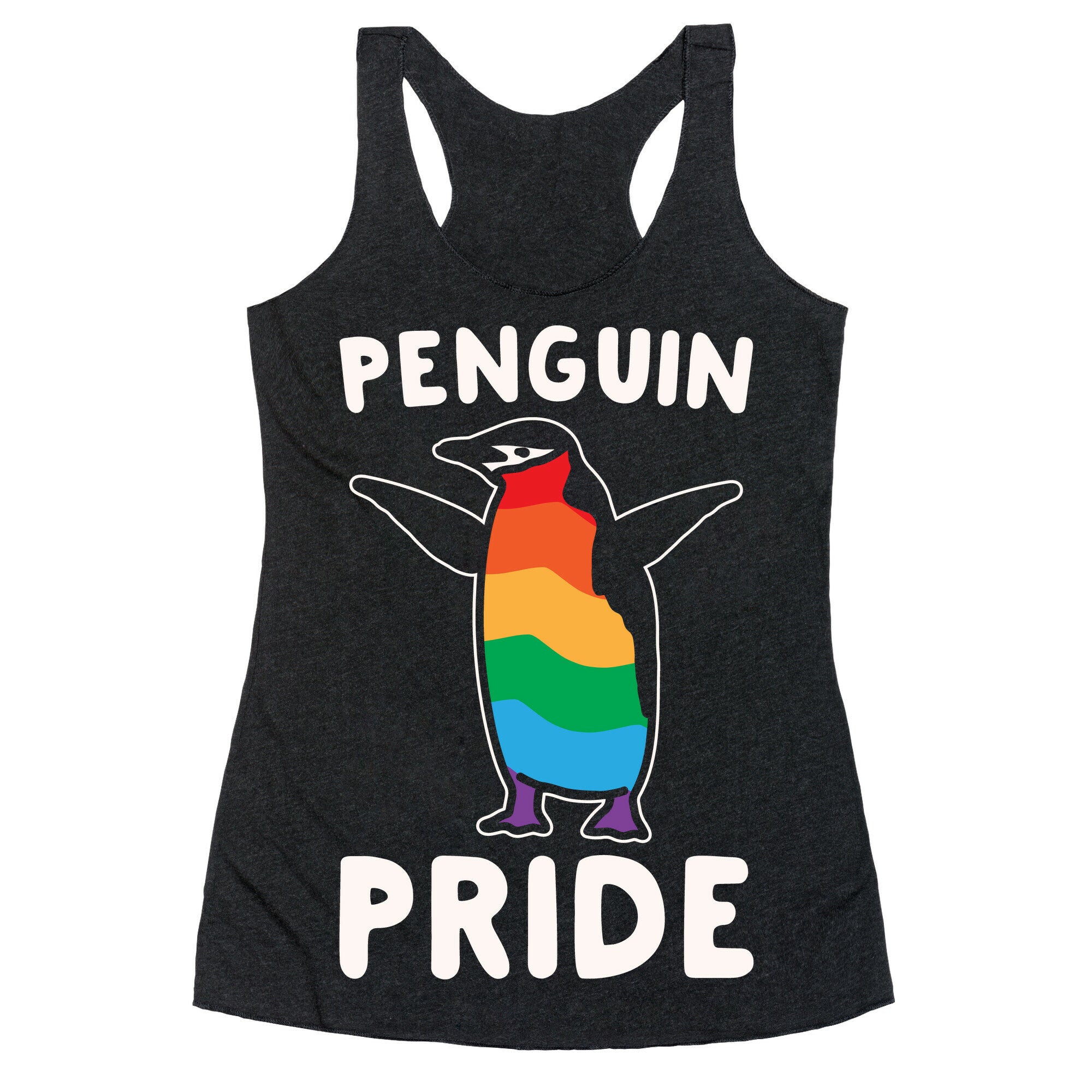 Penguin Pride White Print Racerback Tank