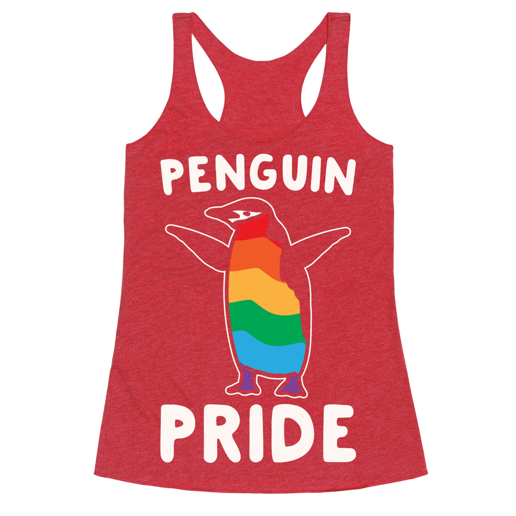 Penguin Pride White Print Racerback Tank