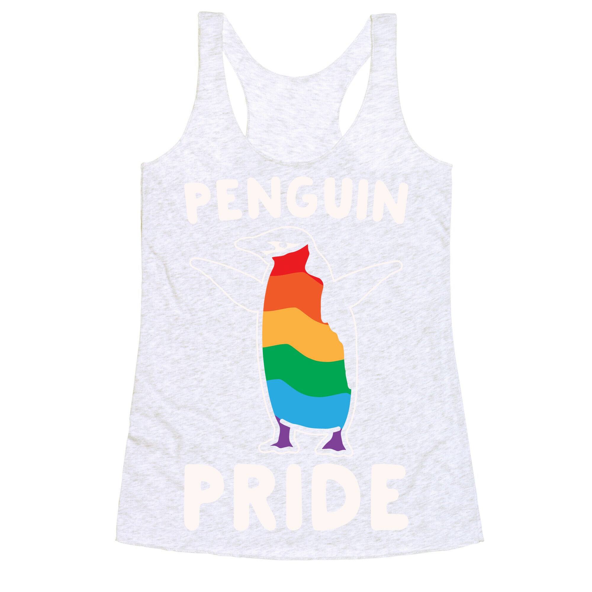 Penguin Pride White Print Racerback Tank