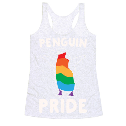 Penguin Pride White Print Racerback Tank