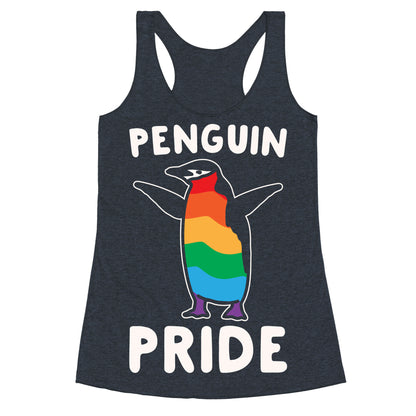 Penguin Pride White Print Racerback Tank