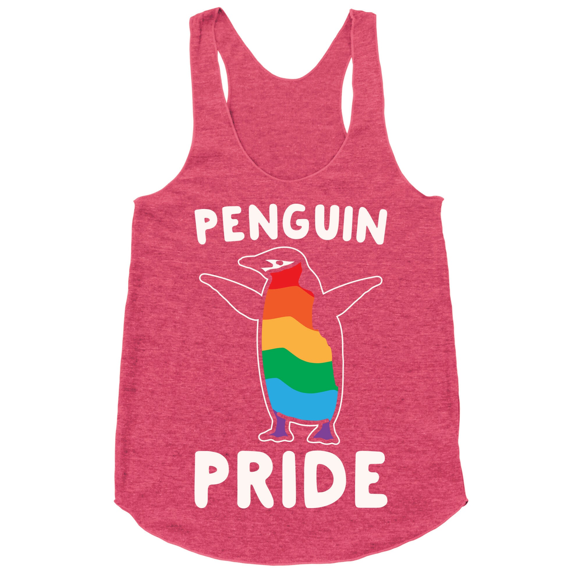 Penguin Pride White Print Racerback Tank