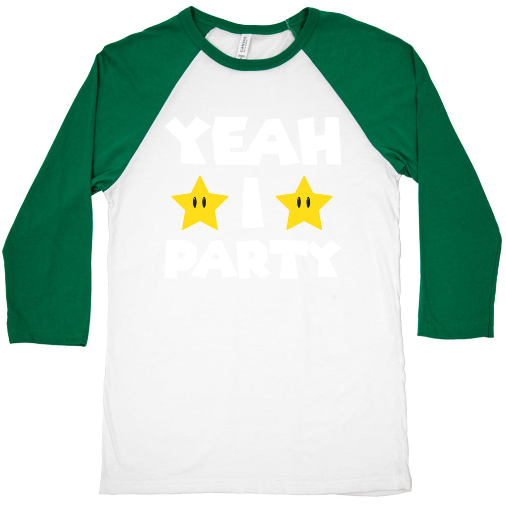 Yeah I Party Mario Parody Baseball Tee