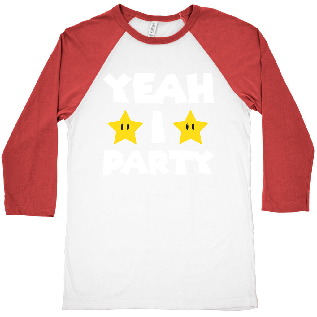 Yeah I Party Mario Parody Baseball Tee