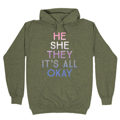 He She They It's All Okay Gender Fluid Hoodie