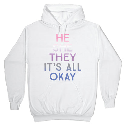 He She They It's All Okay Gender Fluid Hoodie