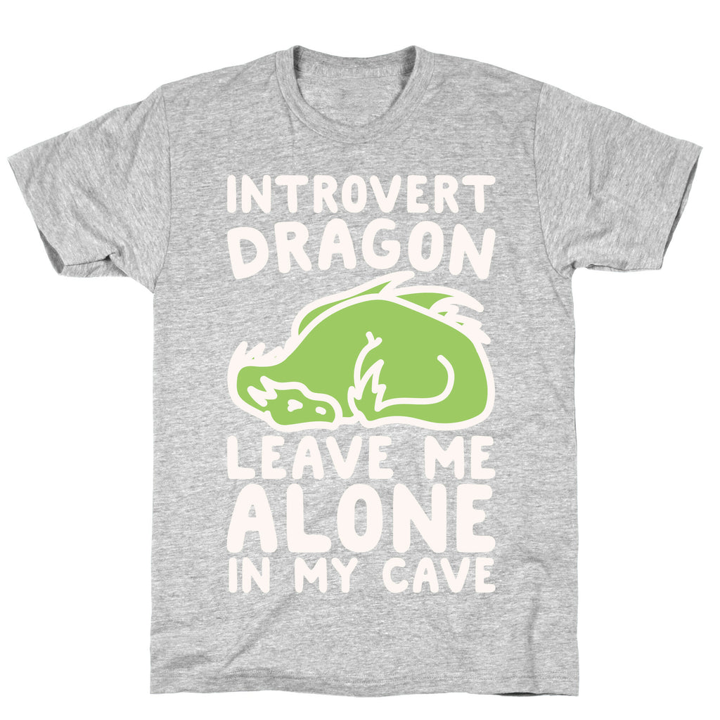 Introvert Dragon White Print T-Shirt