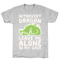 Introvert Dragon White Print T-Shirt