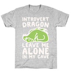 Introvert Dragon White Print T-Shirt