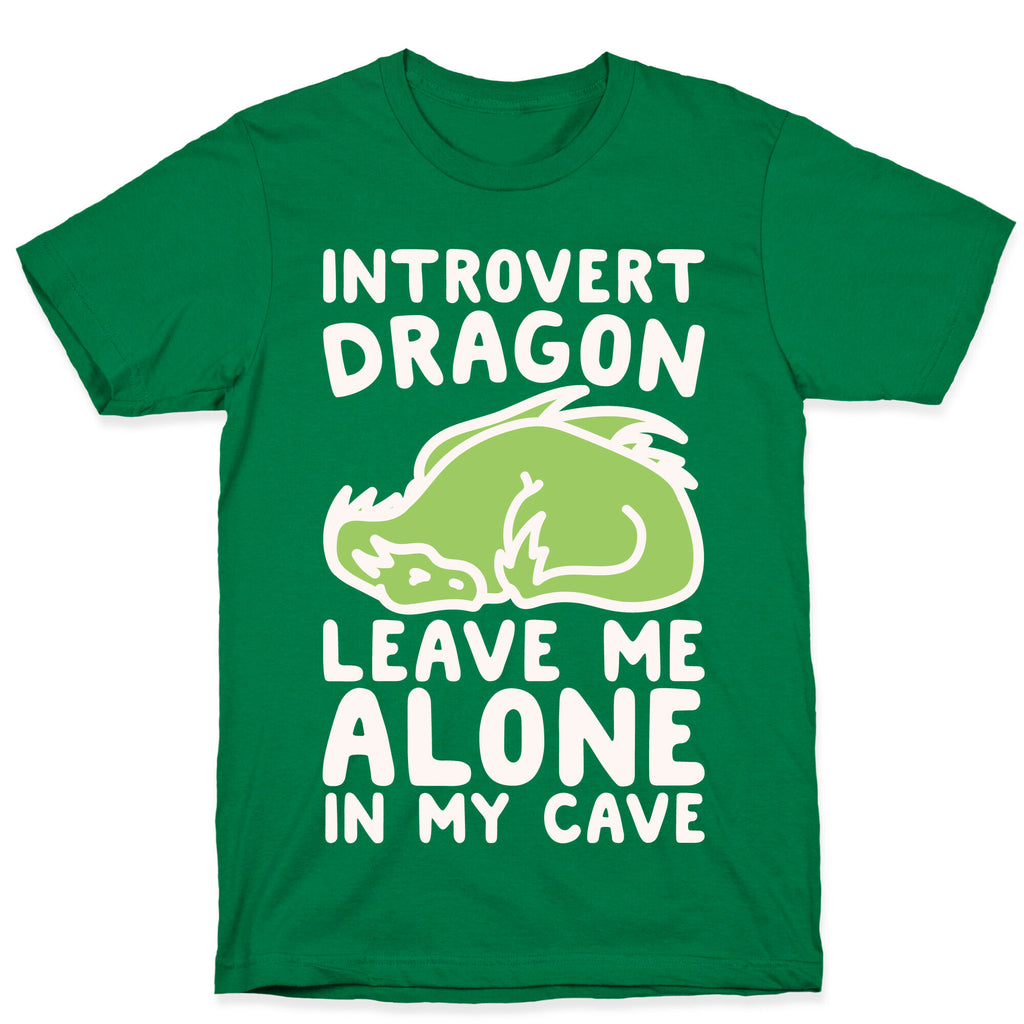 Introvert Dragon White Print T-Shirt