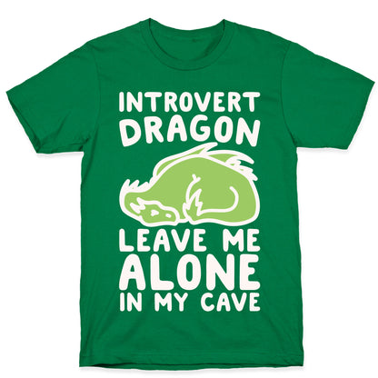Introvert Dragon White Print T-Shirt