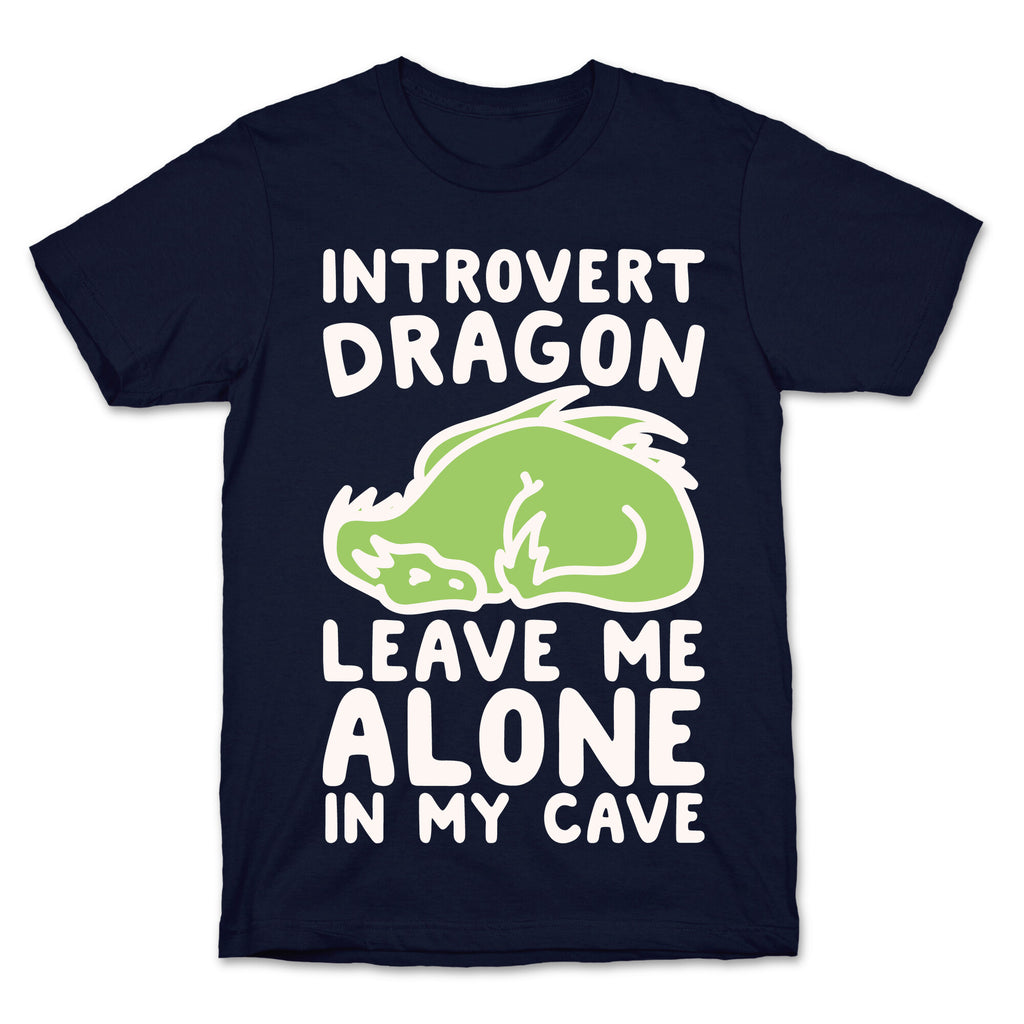 Introvert Dragon White Print T-Shirt
