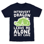 Introvert Dragon White Print T-Shirt