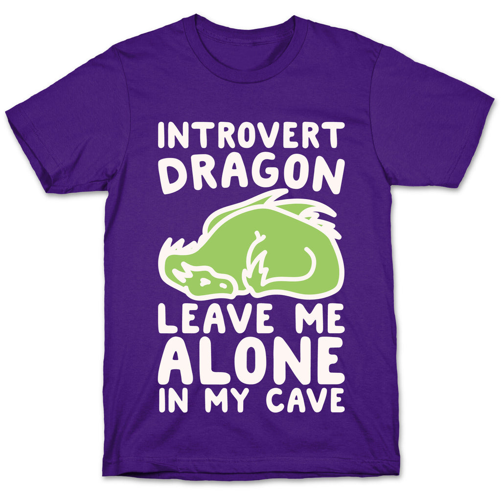 Introvert Dragon White Print T-Shirt