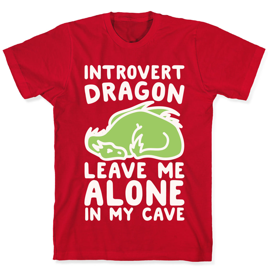 Introvert Dragon White Print T-Shirt
