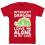 Introvert Dragon White Print T-Shirt