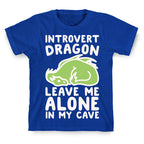 Introvert Dragon White Print T-Shirt