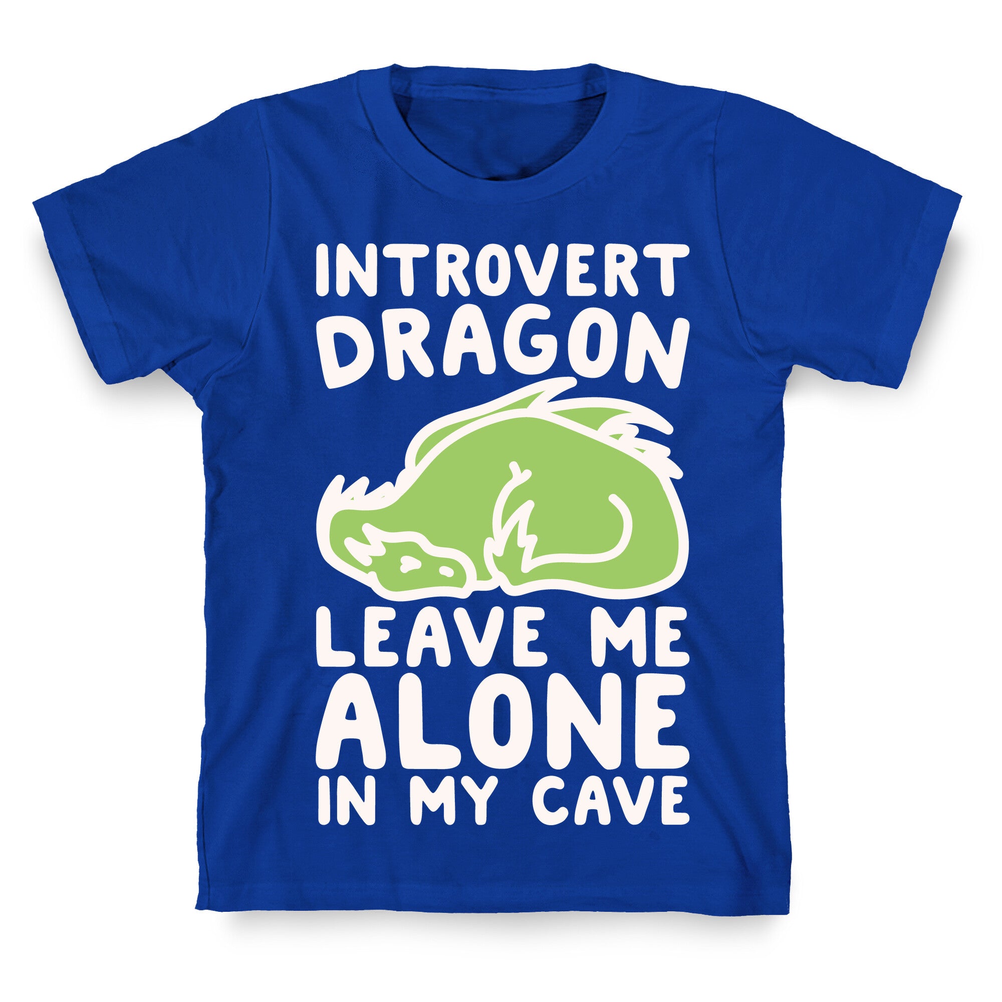Introvert Dragon White Print T-Shirt
