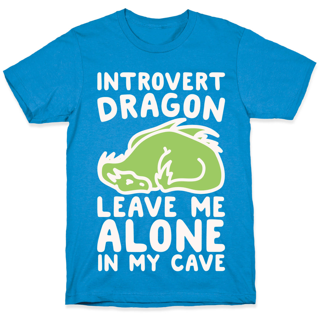 Introvert Dragon White Print T-Shirt