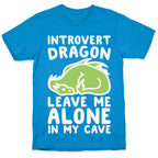 Introvert Dragon White Print T-Shirt