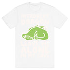 Introvert Dragon White Print T-Shirt