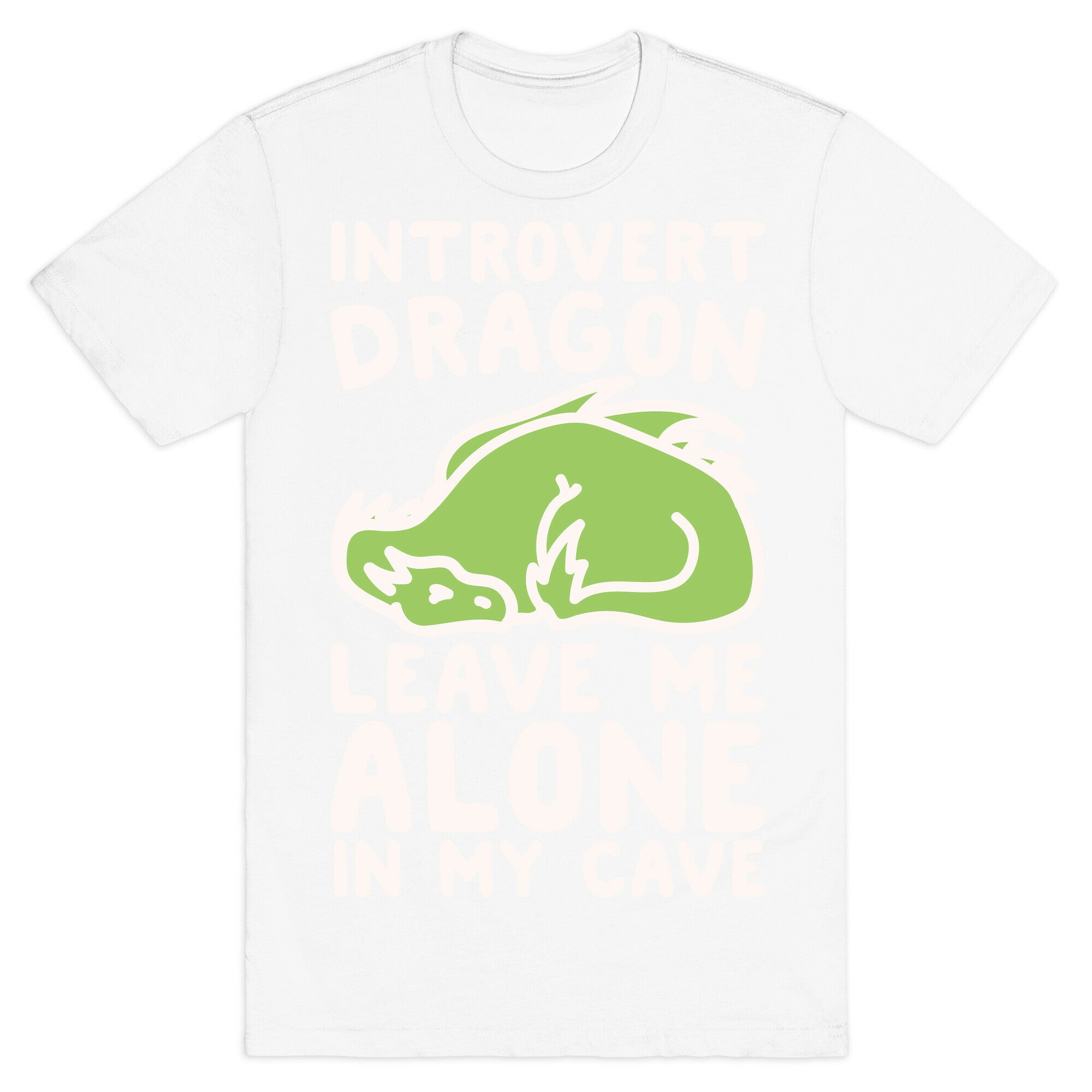 Introvert Dragon White Print T-Shirt