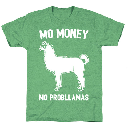 Mo Money Mo Probllamas Parody White Print Unisex Triblend Tee