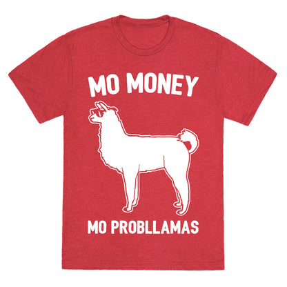 Mo Money Mo Probllamas Parody White Print Unisex Triblend Tee