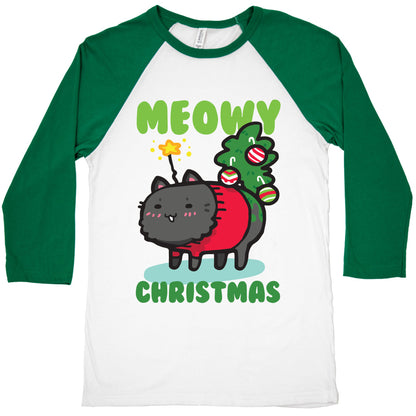 Meowy Christmas Baseball Tee