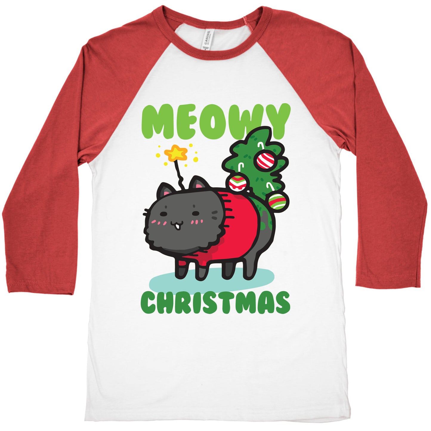 Meowy Christmas Baseball Tee