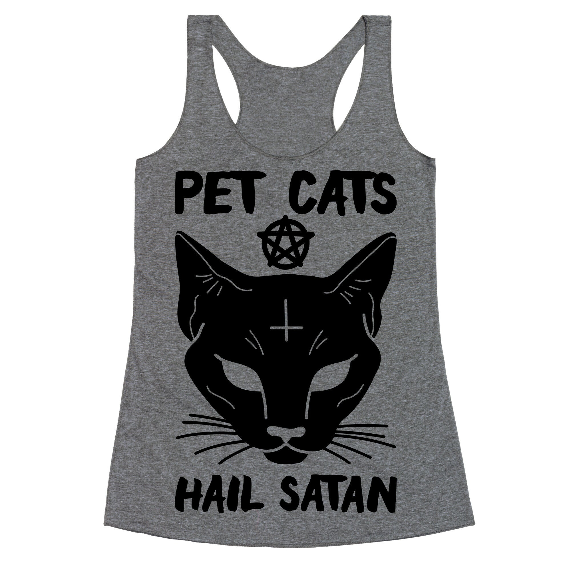Pet Cats Hail Satan Sphynx Racerback Tank
