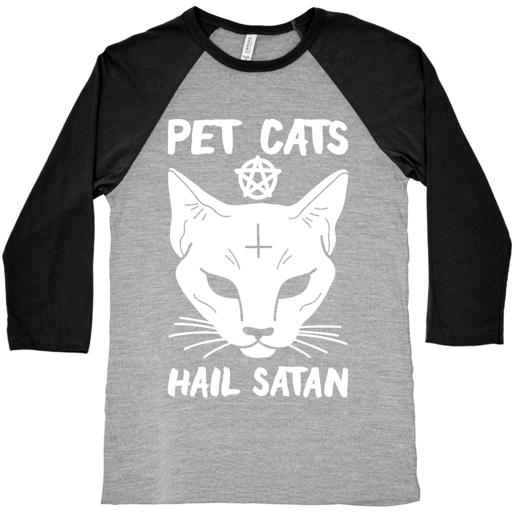 Pet Cats Hail Satan Sphynx Baseball Tee