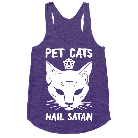 Pet Cats Hail Satan Sphynx Racerback Tank