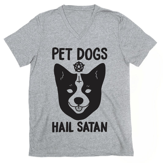 Pet Dogs Hail Satan Corgi V-Neck